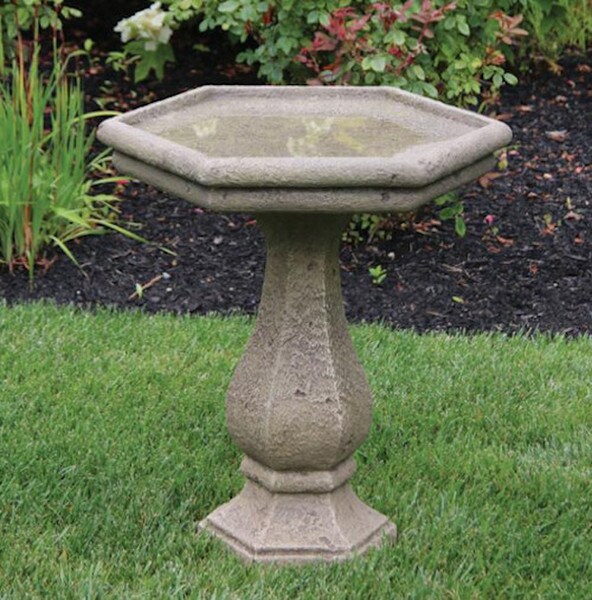 Chelsea Hexagon Bird Bath Cast Stone